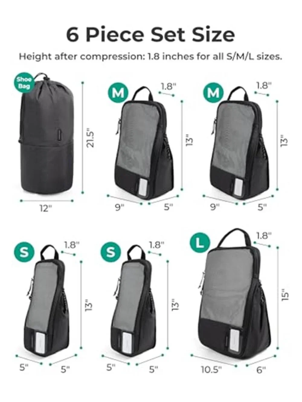 Compression Packing Cubes Travel Luggage Organizer Set Suitcase Storage Bags